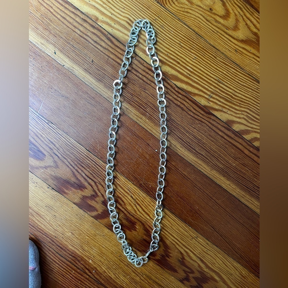 Long silver large chain necklace